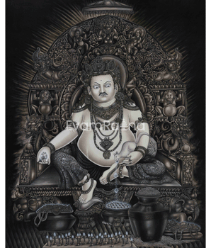majestic-kubera-god-of-wealth-a-modern-charcoal-thangka-depiction