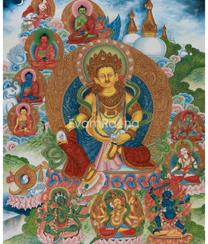 yellow-dzambhala-the-wealth-deity-thangka-prosperity-thangka-with-five-dhyani-buddhas