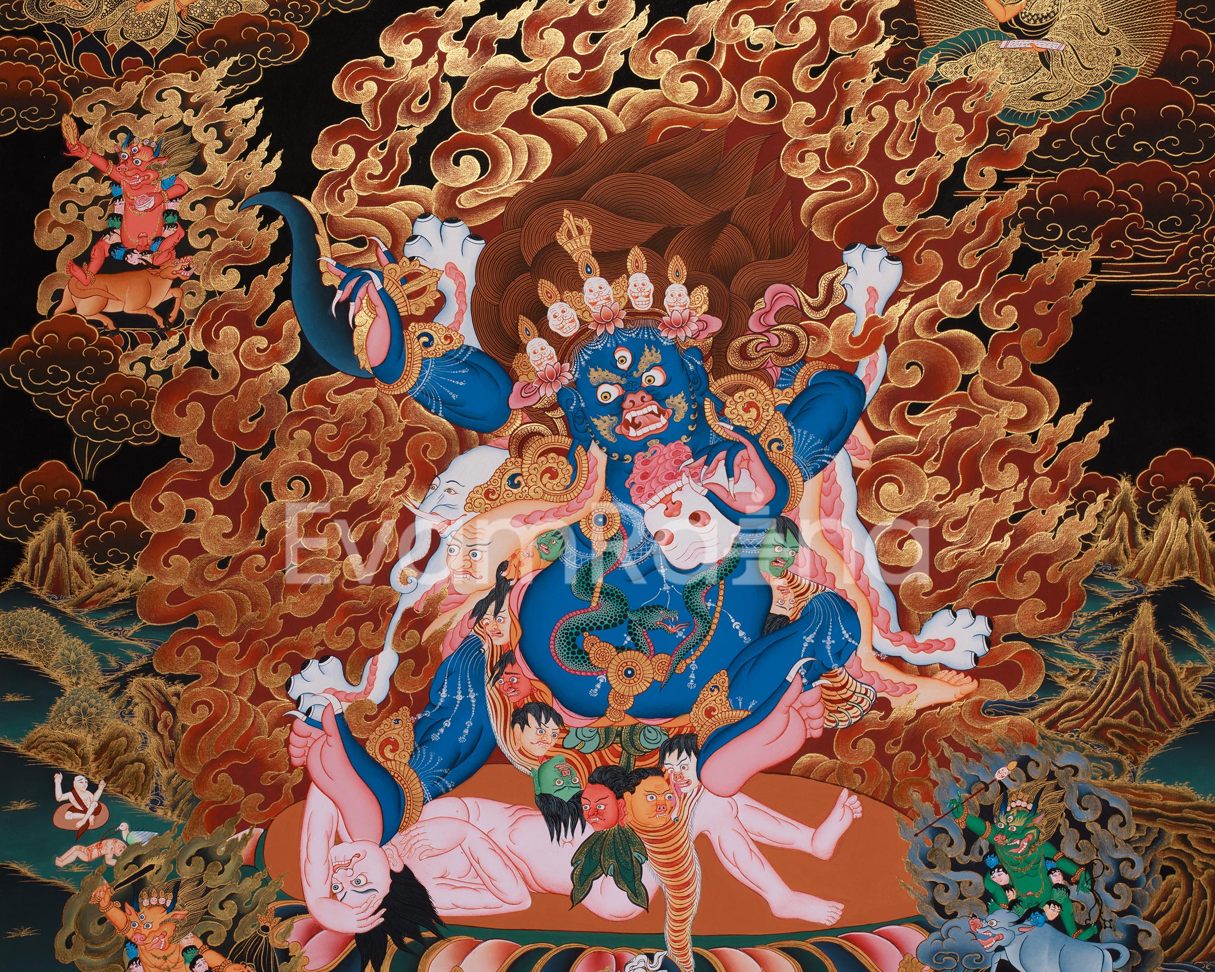 Fierce Yama Dharmaraja | Wrathful Dharma Protector and Lord of Death in Tibetan Buddhist Tradition