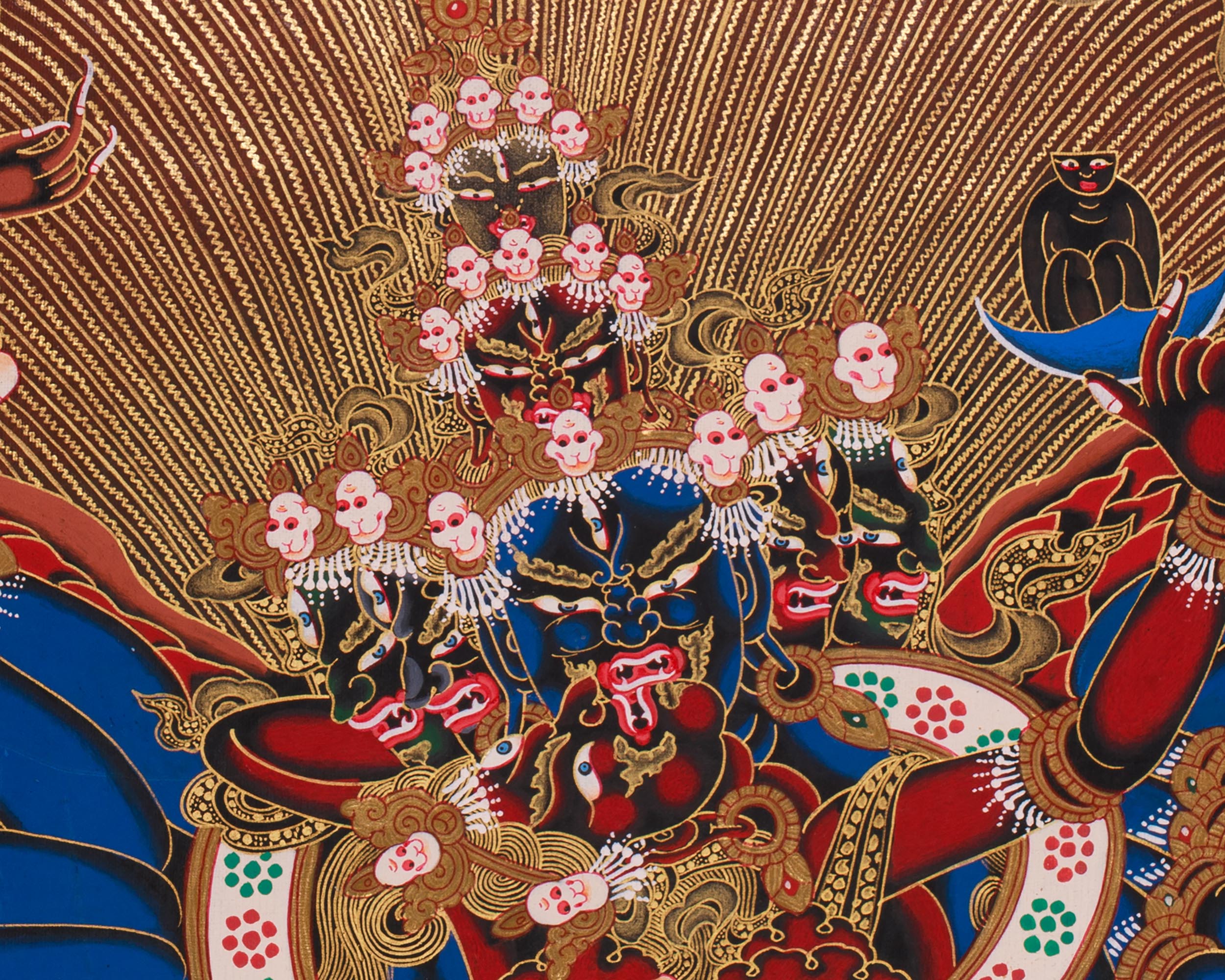 Chemchok Heruka with Consort |  Wrathful Tibetan Deity Thangka of Wisdom and Transformation