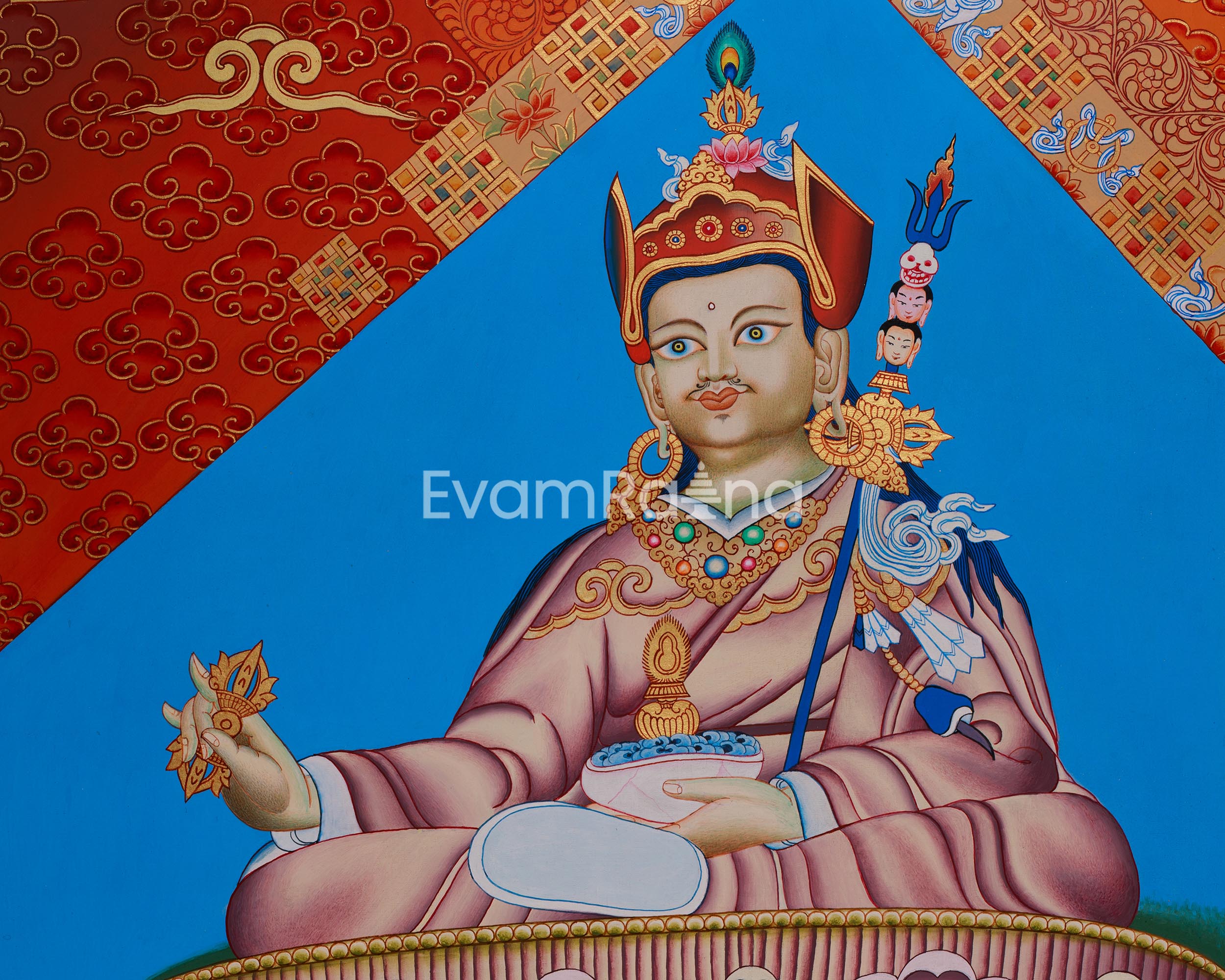 Tibetan Thangka of Padmasambhava | Sacred Guru Rinpoche Artwork for Vajrayana Practice