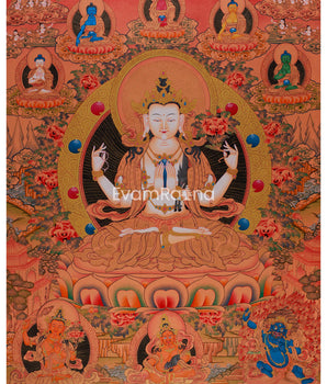 Chenrezig with Five Buddhas and Bodhisattvas