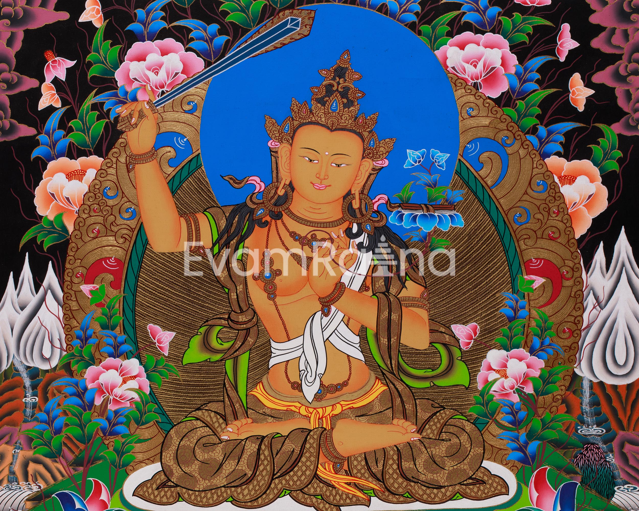 Thangka Of Manjushri | The Bodhisattva of Wisdom in Radiant Detail