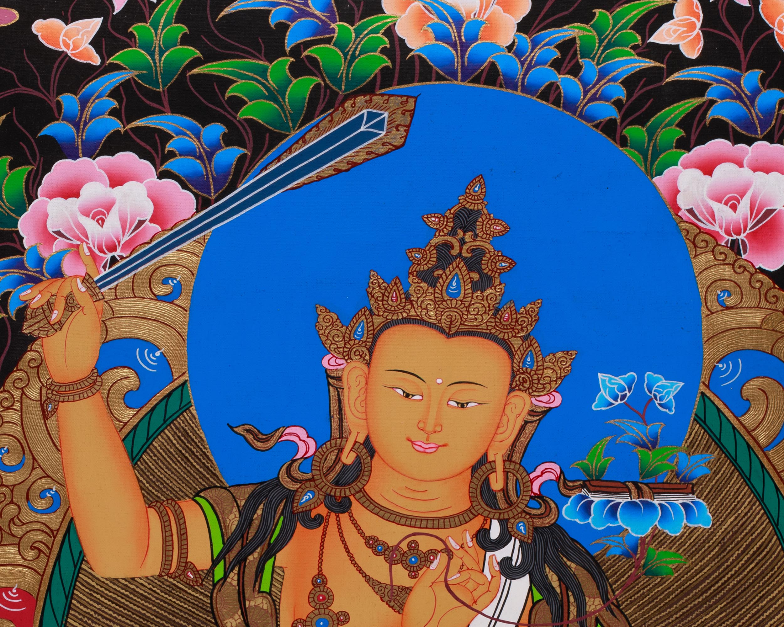 Thangka Of Manjushri | The Bodhisattva of Wisdom in Radiant Detail