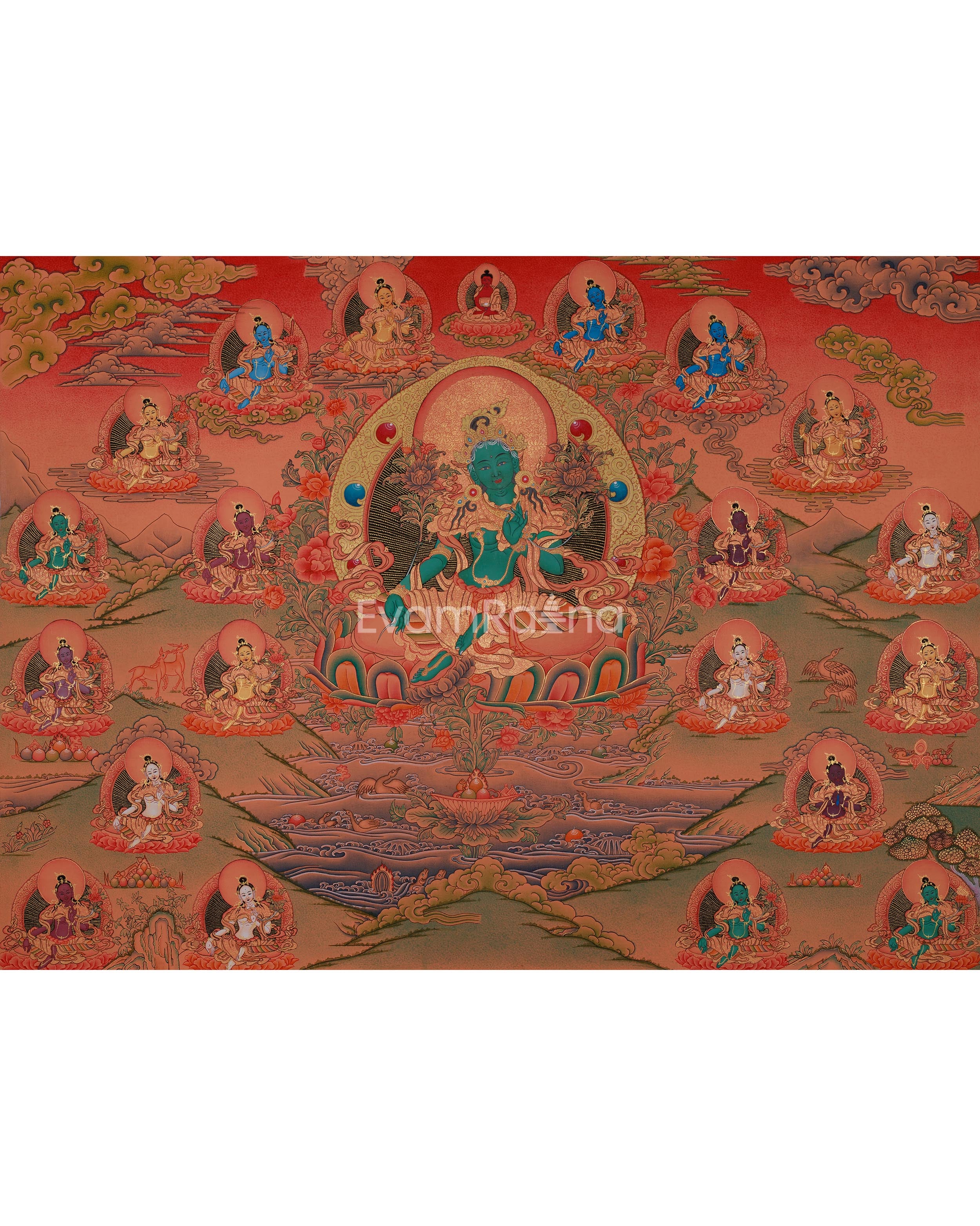 Twenty-One Taras Thangka Painting | The Feminine Energy in Enlightened Forms
