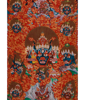 Yamantaka Head Thangka Painting | Guardian Against Ignorance, Fear, and Spiritual Obstacles