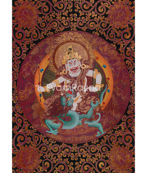 White Dzambhala Thangka | Deity of Wealth, Protection, and Spiritual Abundance
