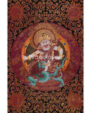 White Dzambhala Thangka | Deity of Wealth, Protection, and Spiritual Abundance