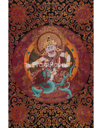 White Dzambhala Thangka | Deity of Wealth, Protection, and Spiritual Abundance