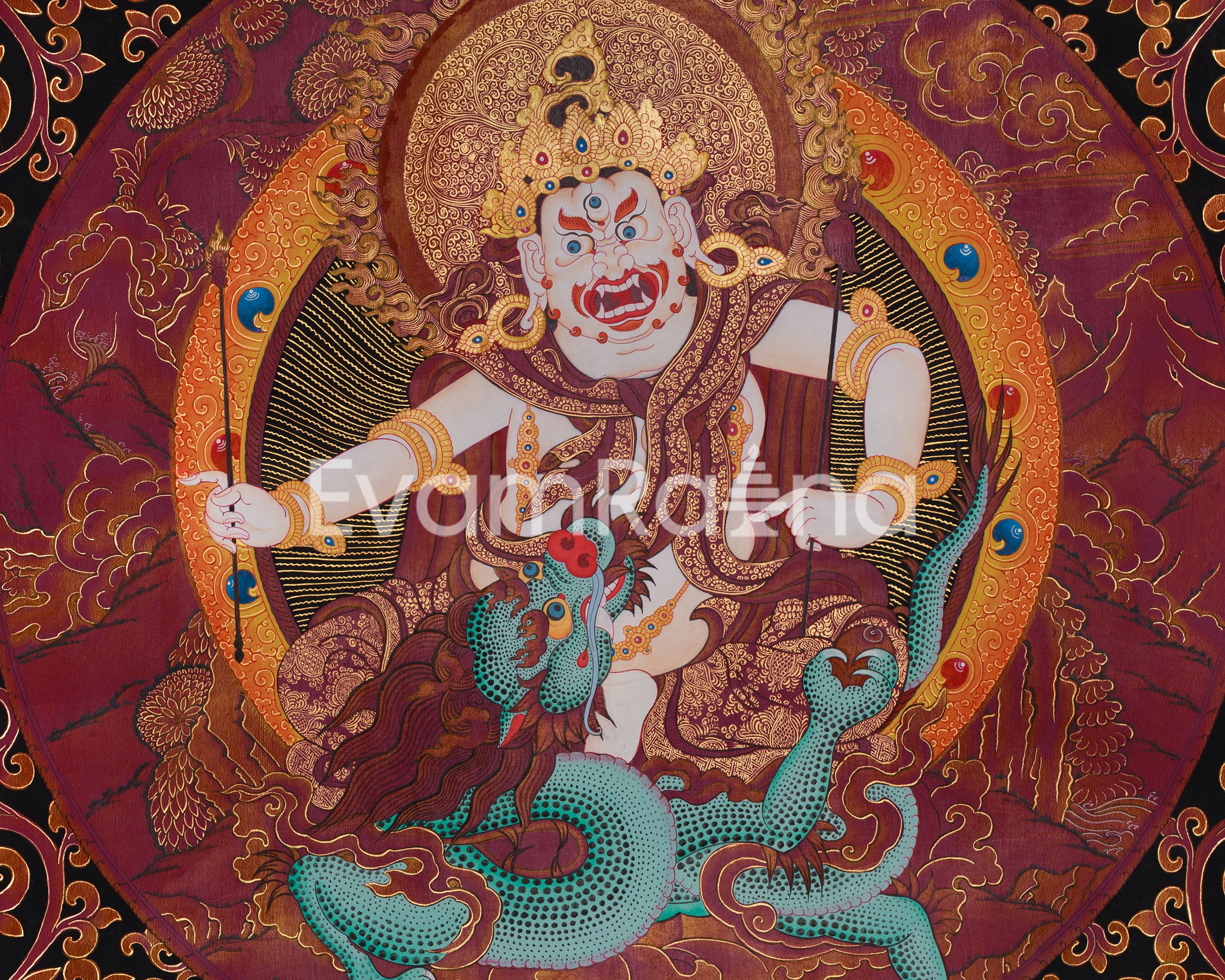 White Dzambhala Thangka | Deity of Wealth, Protection, and Spiritual Abundance