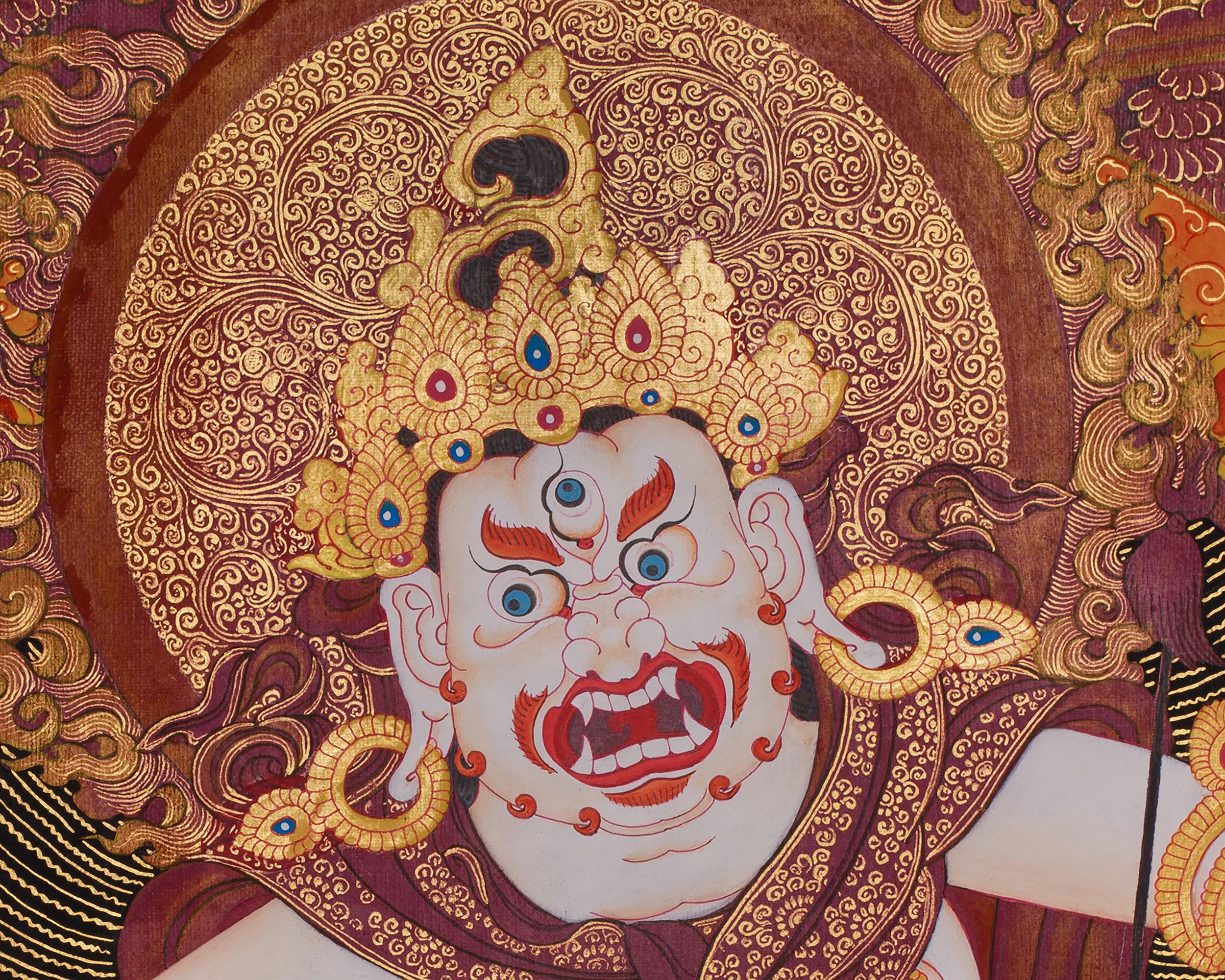 White Dzambhala Thangka | Deity of Wealth, Protection, and Spiritual Abundance