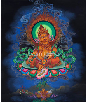 The God Of Wealth, Jambhala Thangka Print | High-Quality Pauba Canvas Print Of Buddhist Wealth Deity