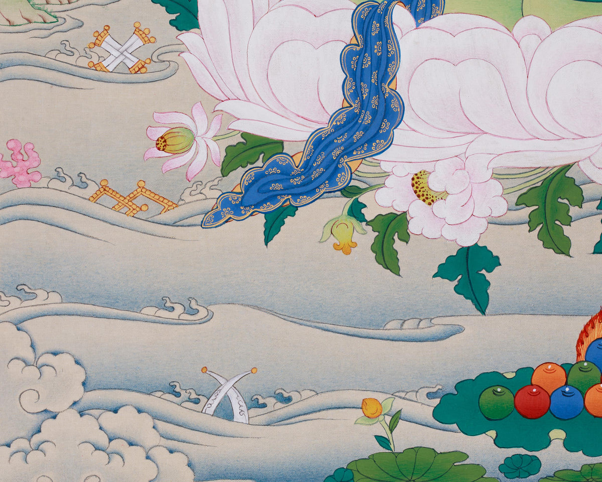 Healing Bodhisattva White Tara | A Divine Thangka of Compassion and Lifelong Wellness