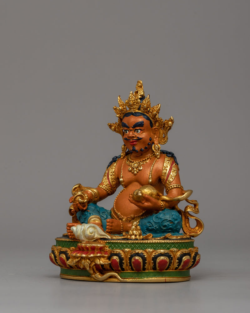 Buddhist Prosperity Deity Dzambhala Statue | Sacred Tibetan Kubera Sculpture