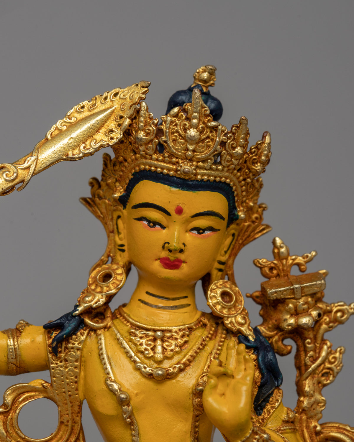 Flaming Sword Holder Manjushri Statue | Sacred Tibetan Bodhisattva Figurine