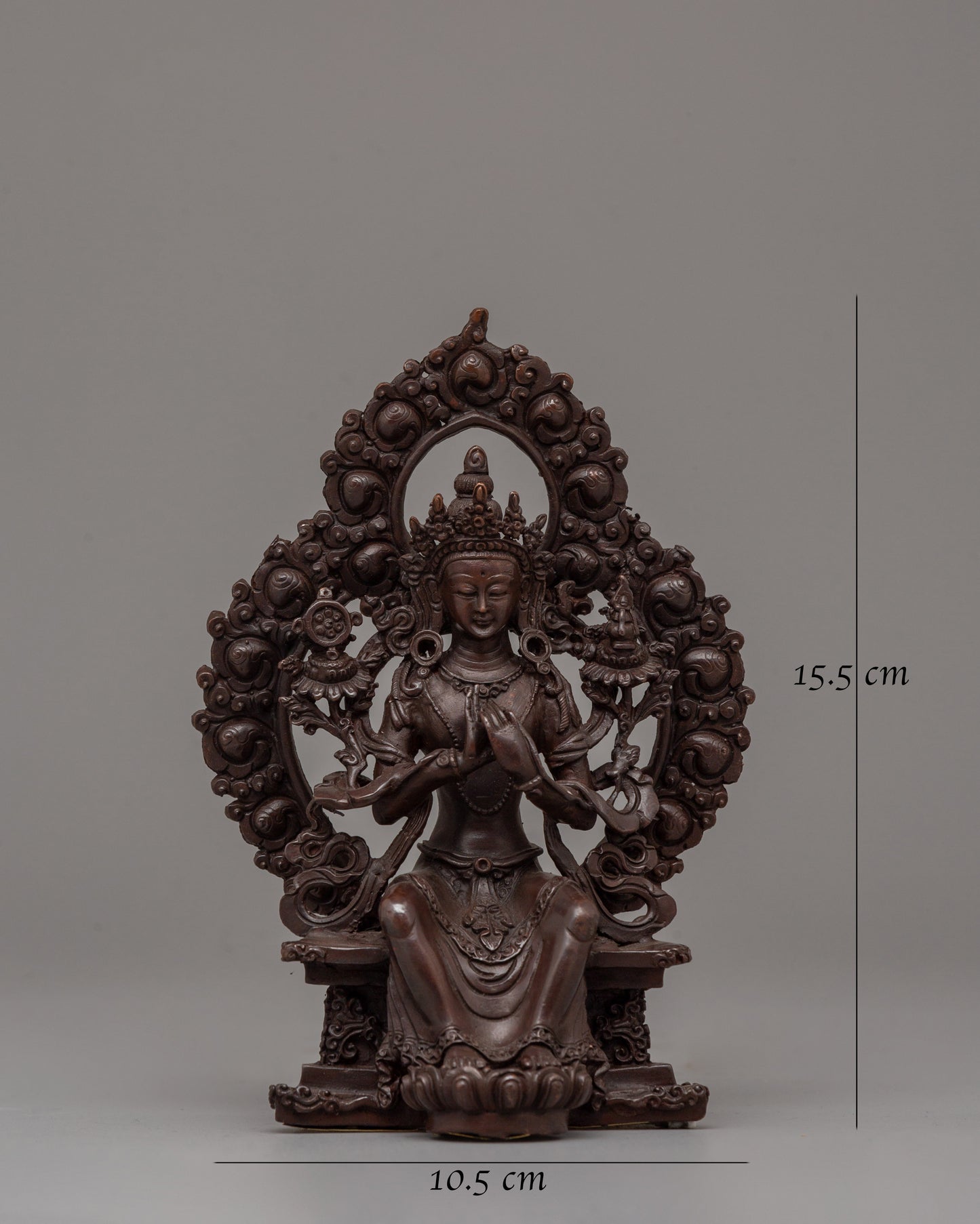 Oxidized Maitreya Buddha Statue | 15.5cm Copper Artwork