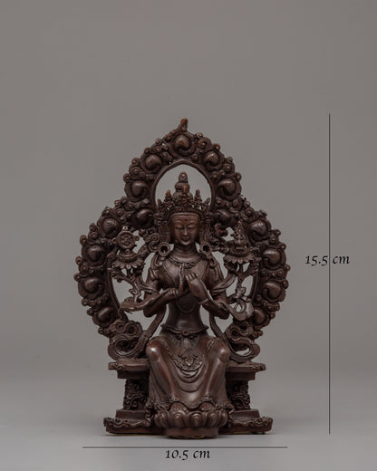 Oxidized Maitreya Buddha Statue | 15.5cm Copper Artwork