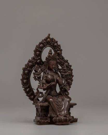 Oxidized Maitreya Buddha Statue | 15.5cm Copper Artwork