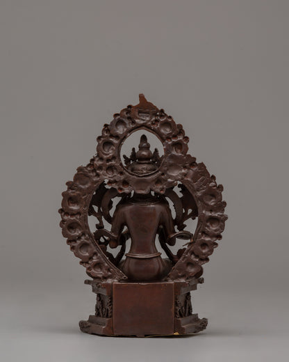 Oxidized Maitreya Buddha Statue | 15.5cm Copper Artwork