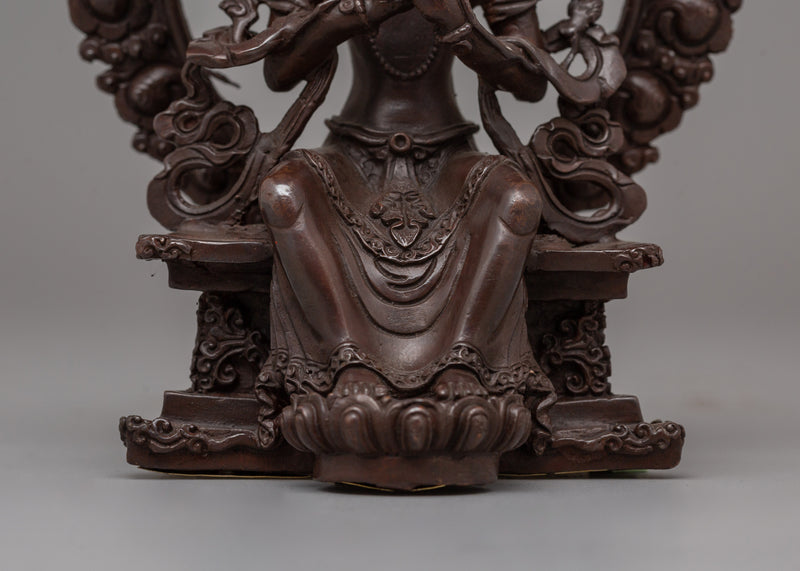 Oxidized Maitreya Buddha Statue | 15.5cm Copper Artwork