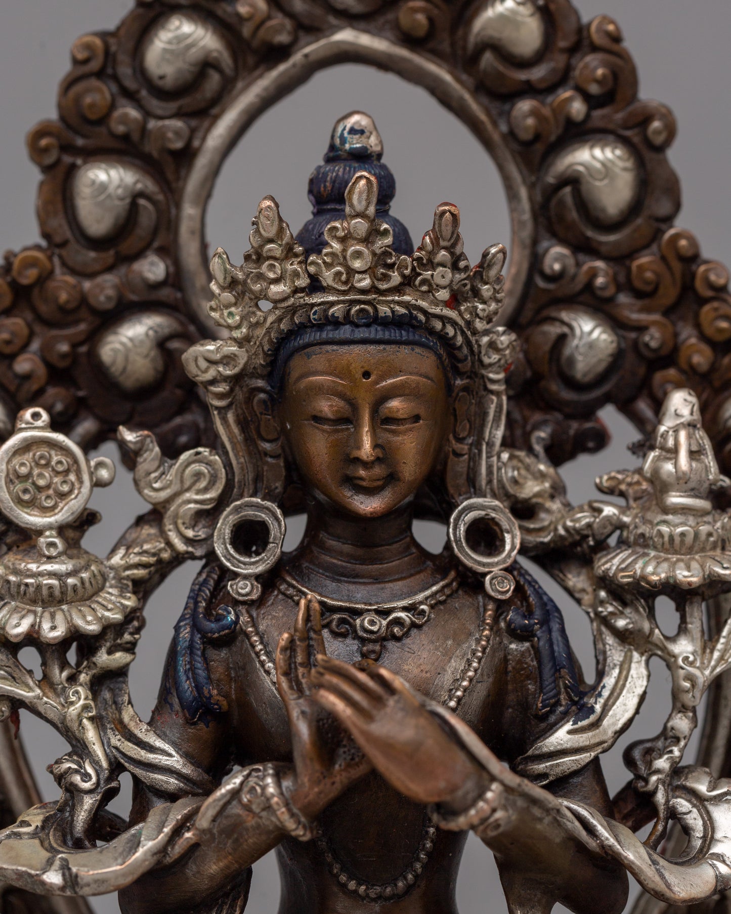 Oxidized Copper Maitreya Buddha of Future | 15cm Home Decor Statue