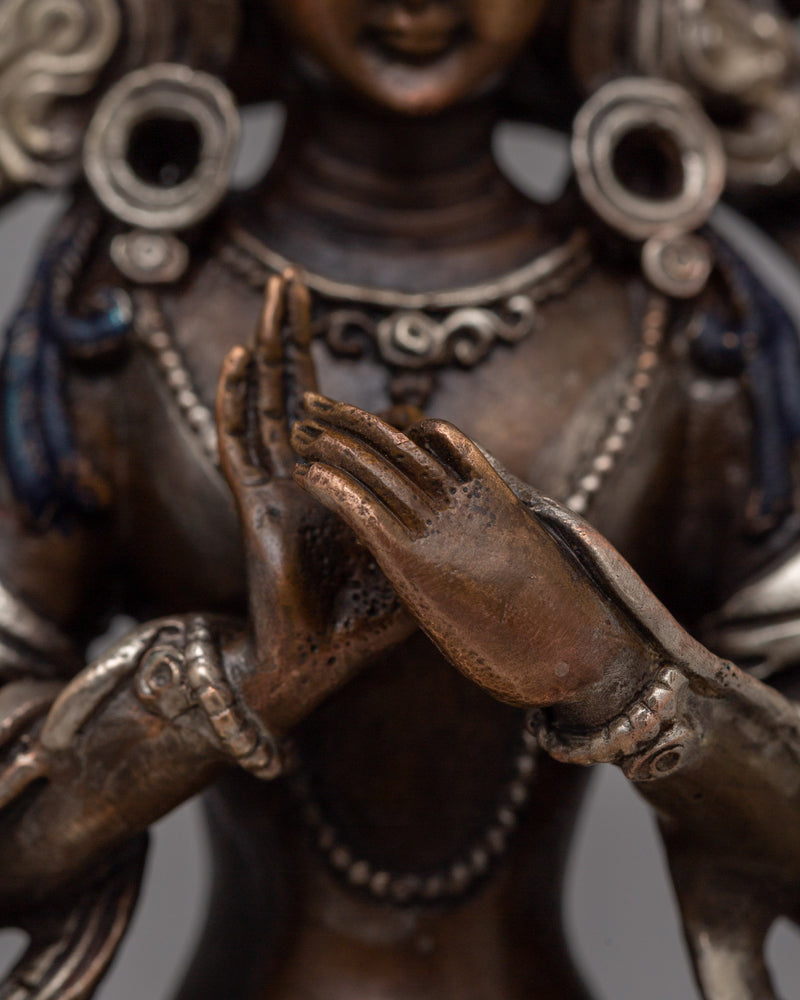 Oxidized Copper Maitreya Buddha of Future | 15cm Home Decor Statue