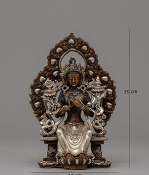 Oxidized Copper Maitreya Buddha of Future | 15cm Home Decor Statue