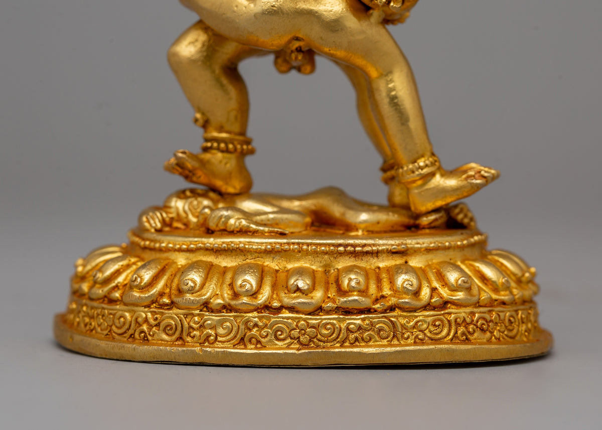 Black Dzambhala with Consort statue |  Buddhist Prosperity Sculpture