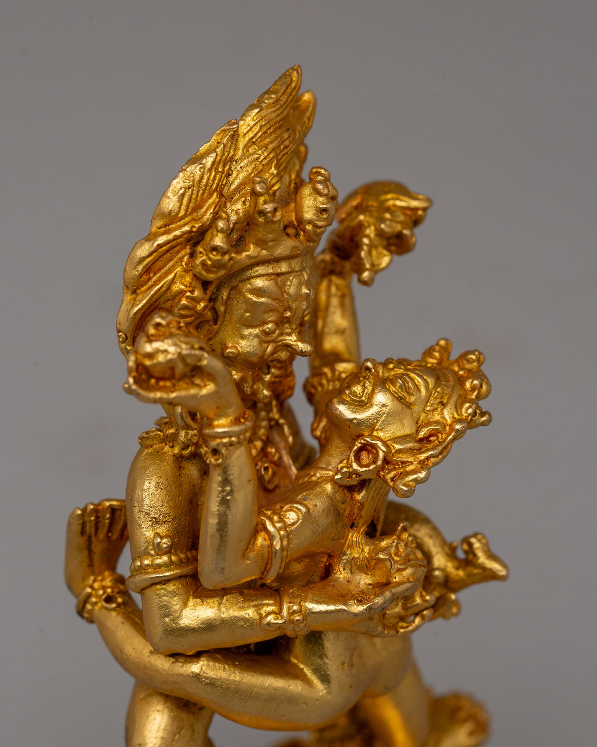 Black Dzambhala with Consort statue |  Buddhist Prosperity Sculpture