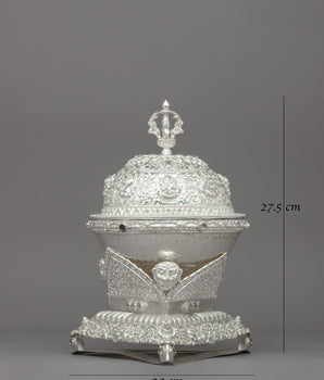 Silver Ritual Offering Kapala Bowl | Handcrafted Skull Cup