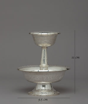 Elegant Silver Serkyem Offering Set | Perfect for Puja and Meditation