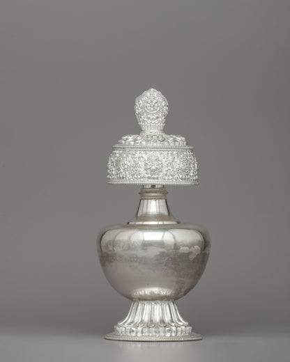 Handcrafted Silver Bhumba Ritual Vase | Ideal for Temples, Meditation Rooms