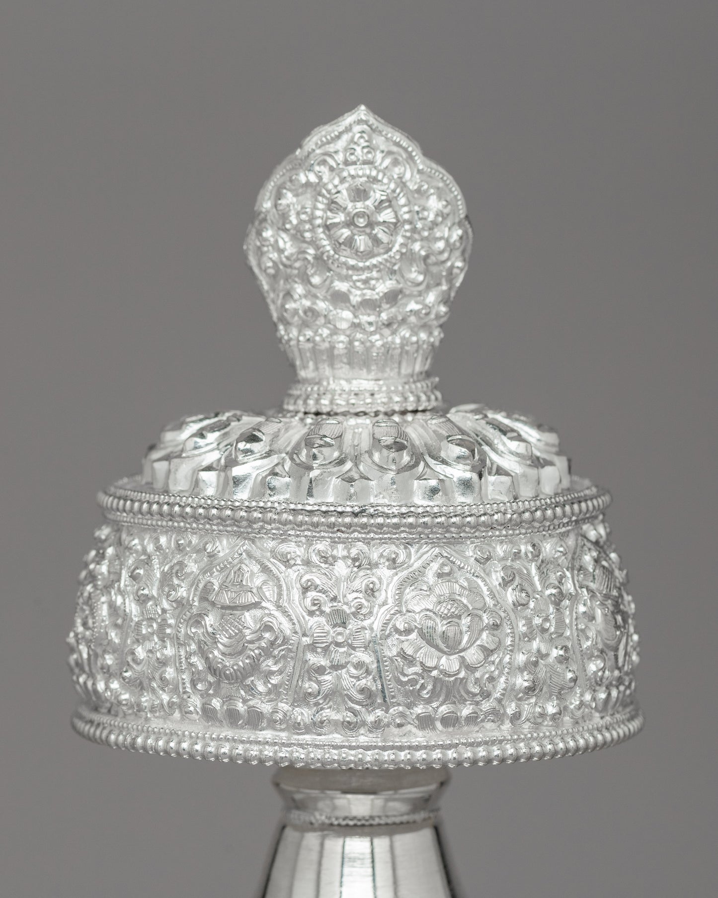 Silver Bhumba Ritual Vase | Handcrafted Tibetan Buddhist Artifact