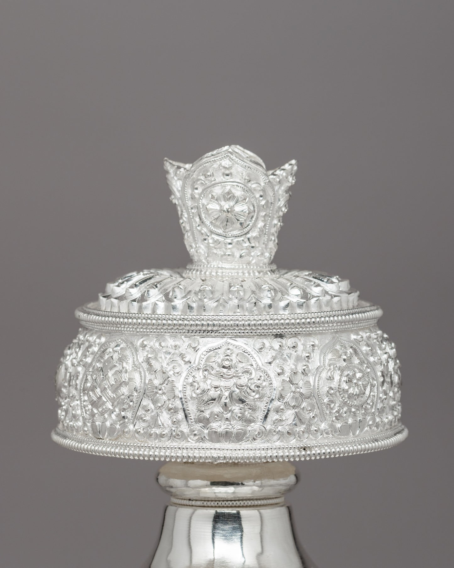 Exquisite Handcrafted Silver Bhumba Vase | Handcrafted Tibetan Artifact