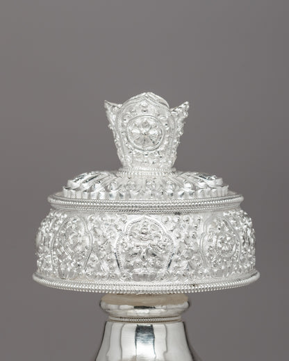 Exquisite Handcrafted Silver Bhumba Vase | Handcrafted Tibetan Artifact