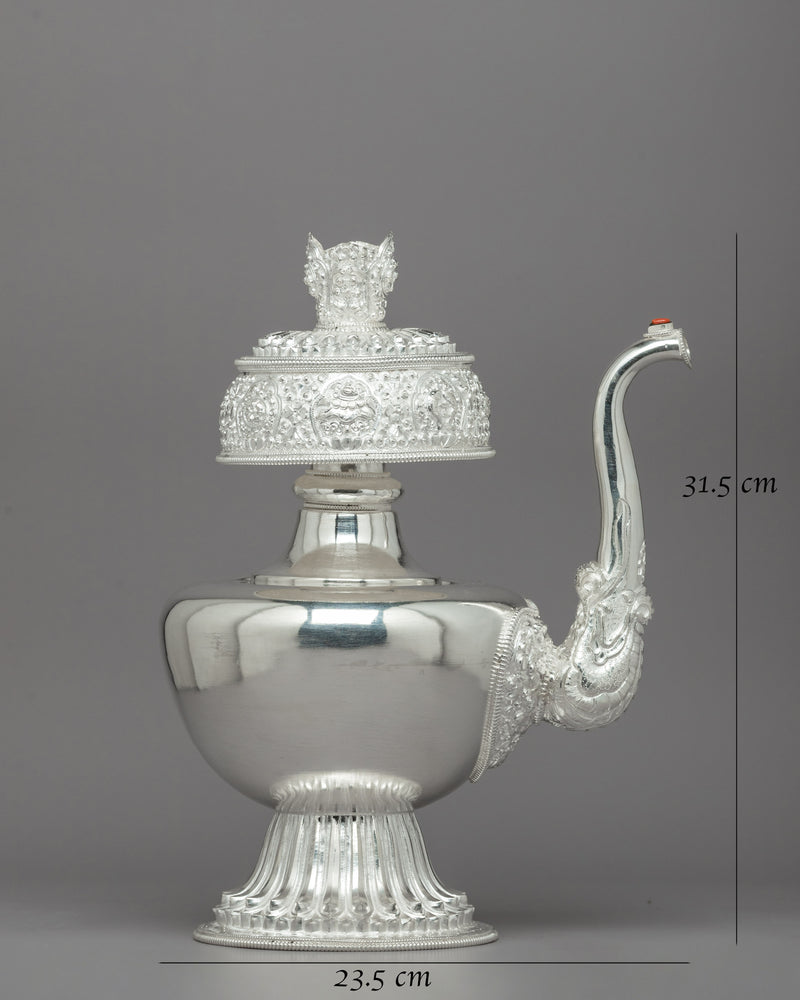 Exquisite Handcrafted Silver Bhumba Vase | Handcrafted Tibetan Artifact