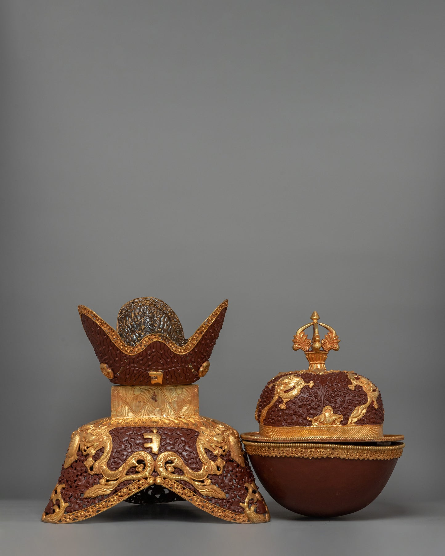 Ritual Bowl Kapala Set | Gold Plating for Sacred Ceremonies