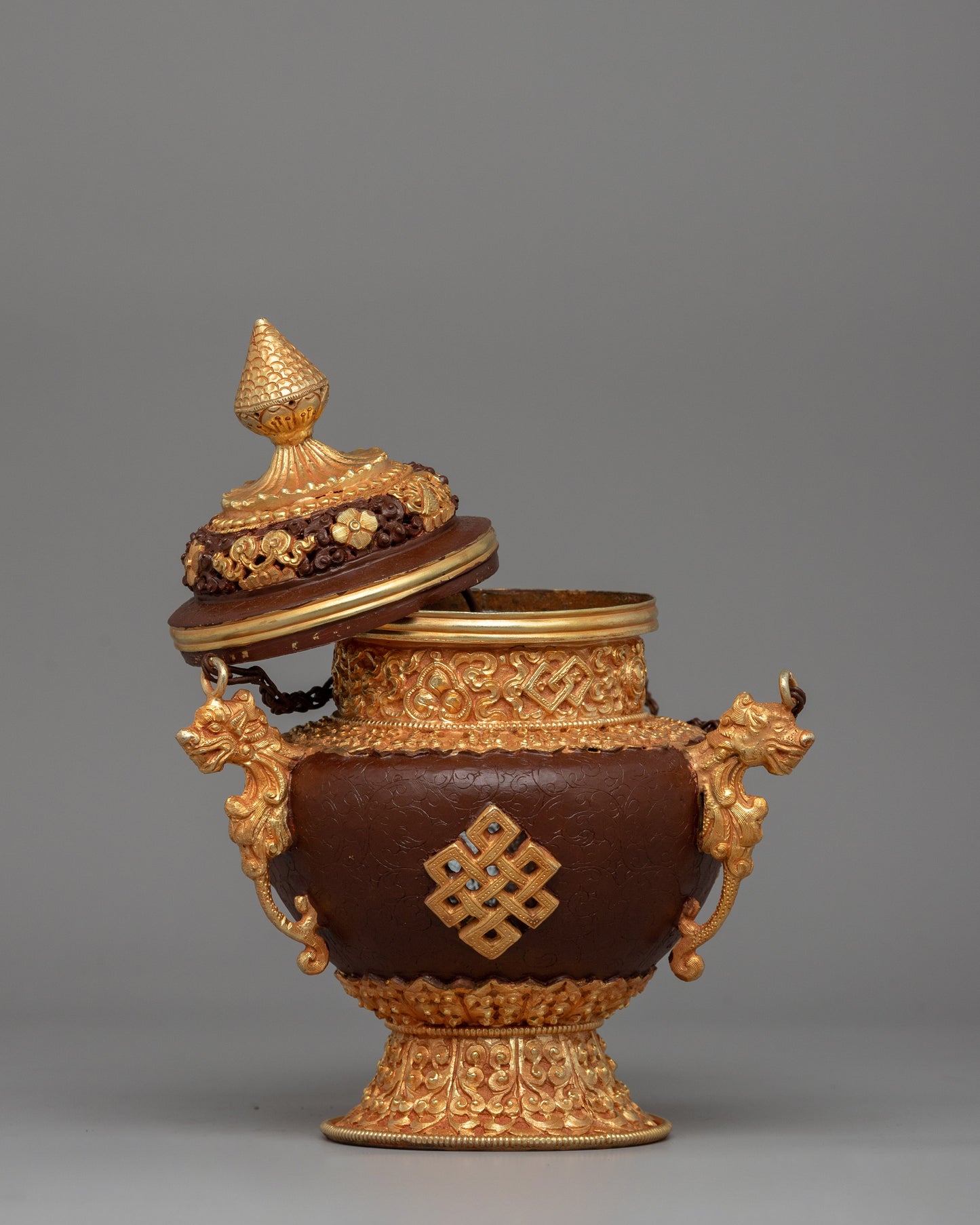 Buddhist Hanging Incense Burner | Traditional Vajrayana Burner With Copper and Gold-Plated