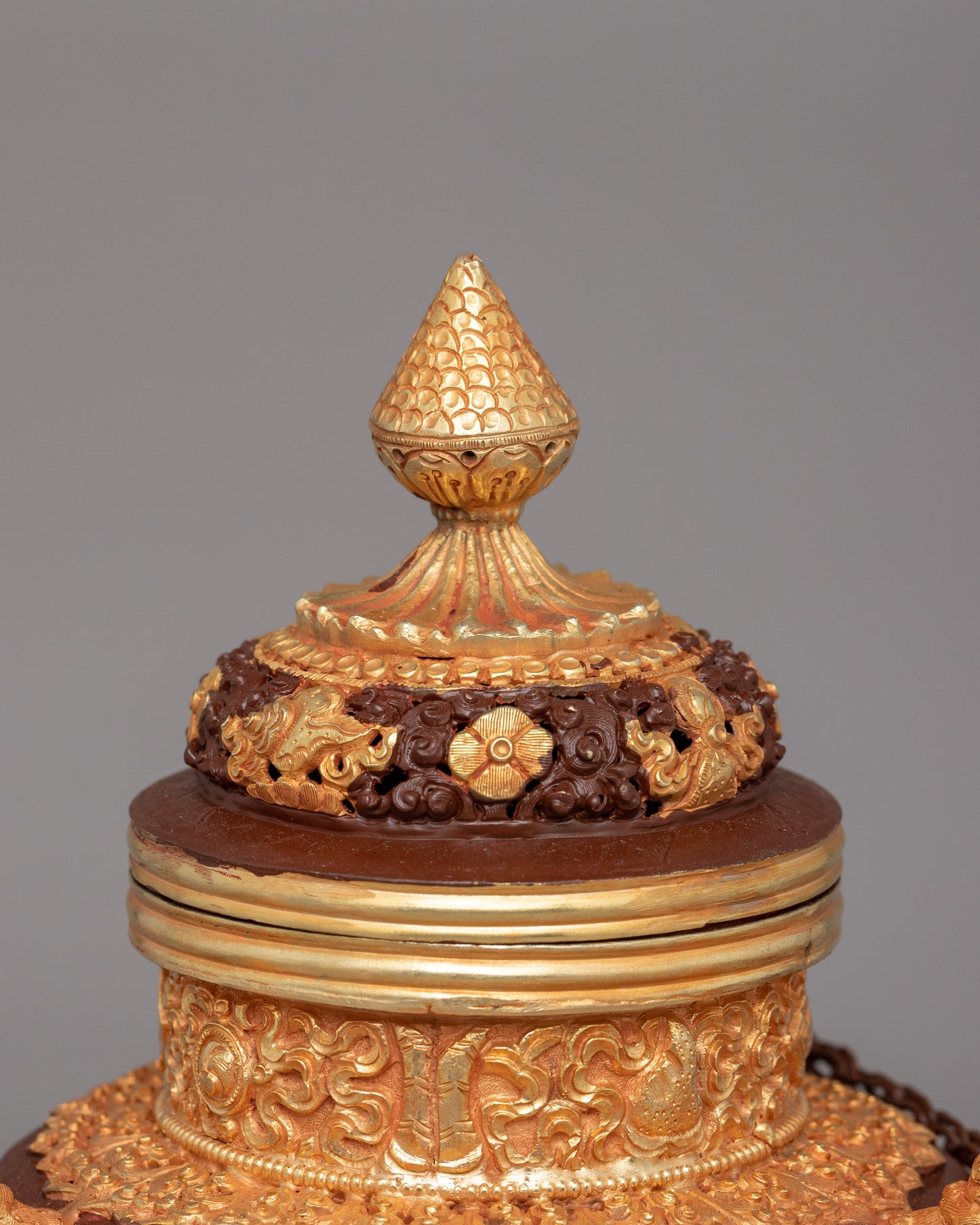 Buddhist Hanging Incense Burner | Traditional Vajrayana Burner With Copper and Gold-Plated