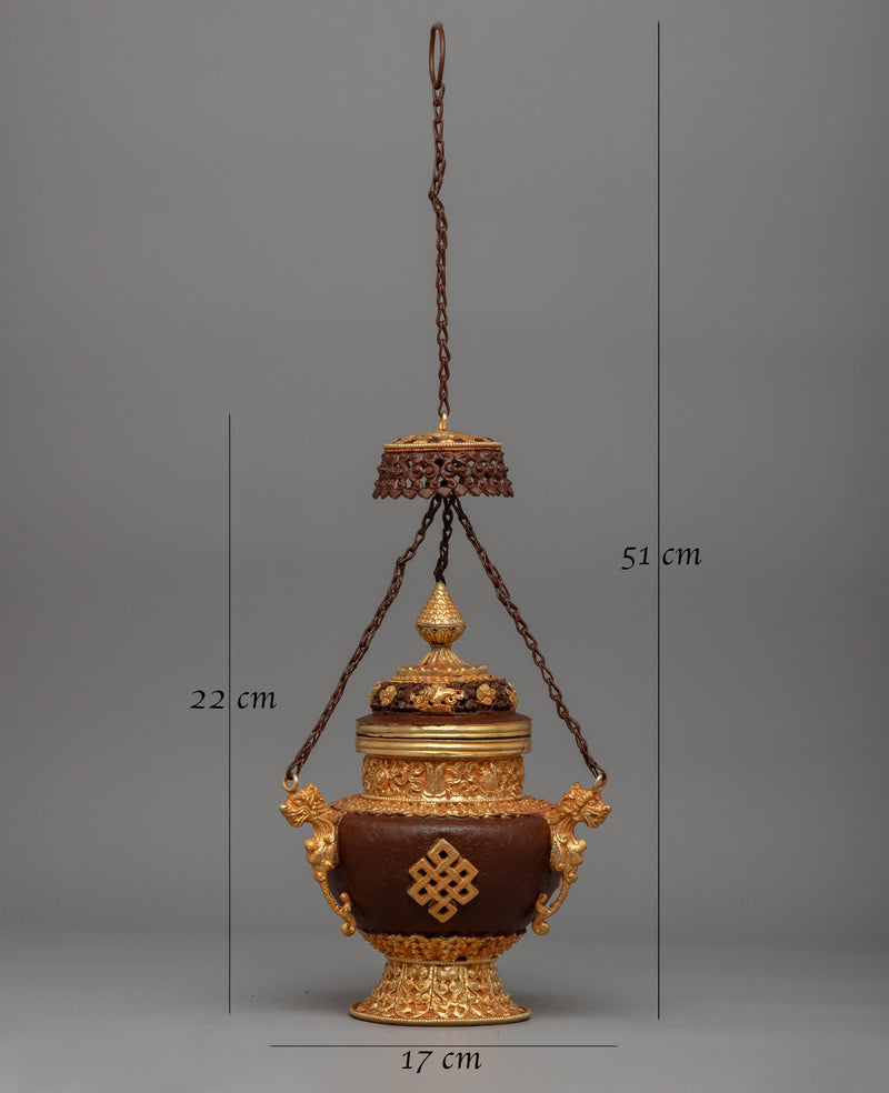 Buddhist Hanging Incense Burner | Traditional Vajrayana Burner With Copper and Gold-Plated