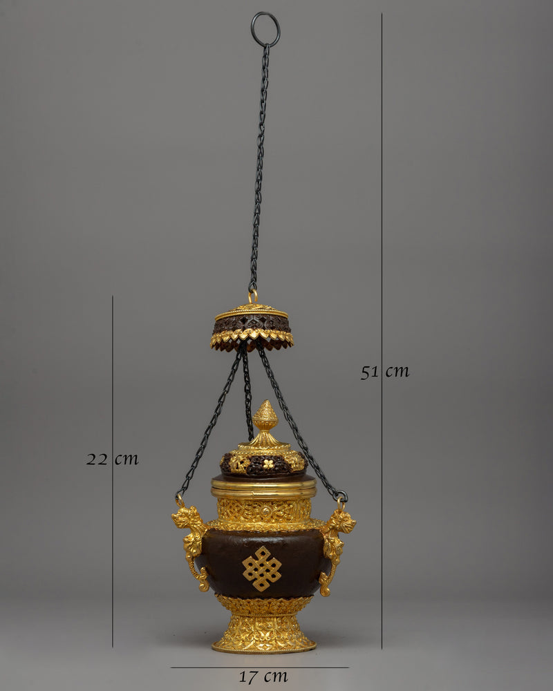 Gold-Plated Hanging Incense Burner | Copper & Gold-Plated Ritual Censer