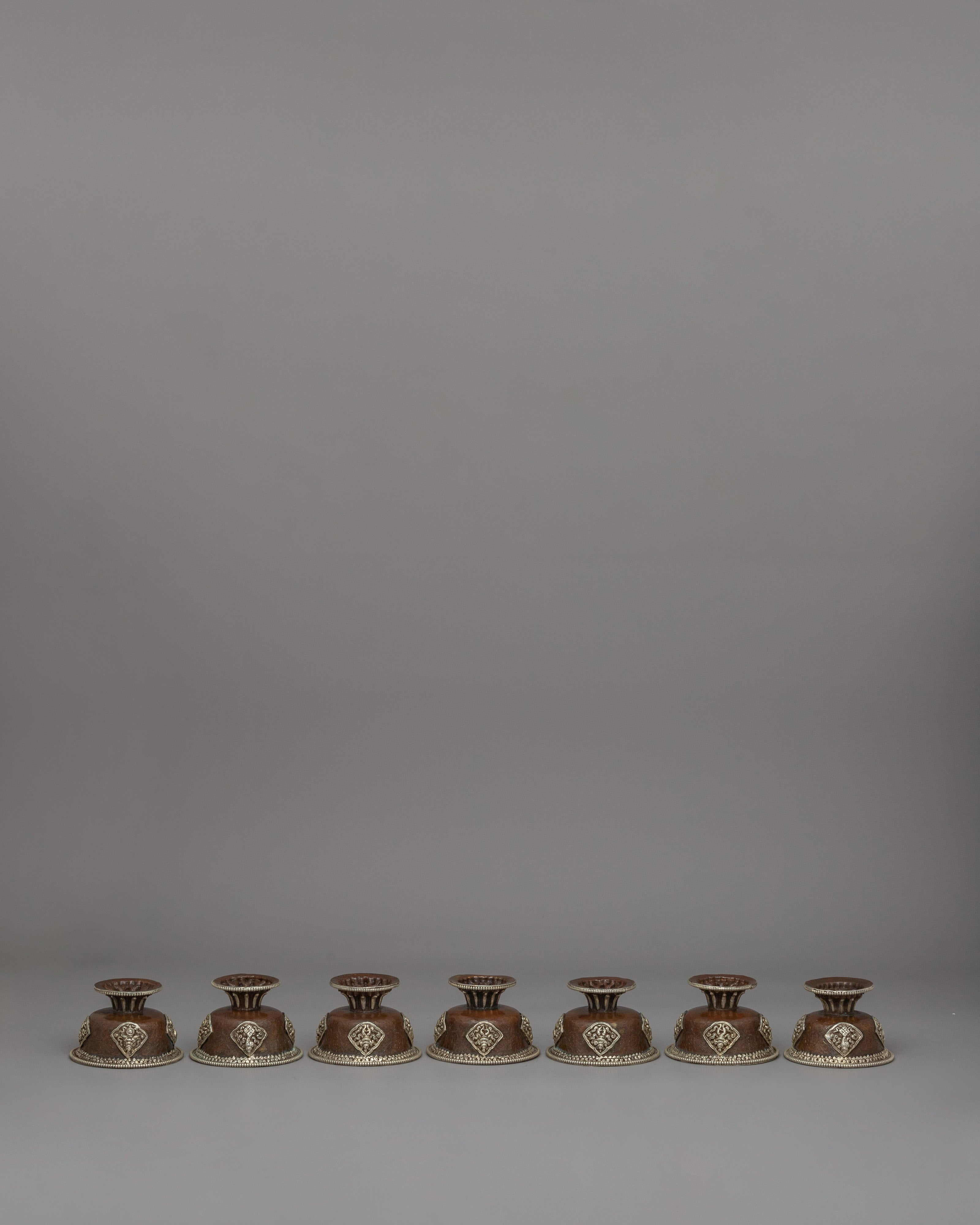 Seven Tibetan Offering Bowls | Beautiful Motifs for Rituals &amp; Ceremonies