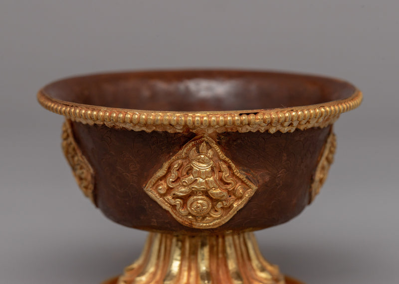 Gold-Plated Tibetan Offering Bowls | Copper Ritual Set for Buddhist Ceremonies