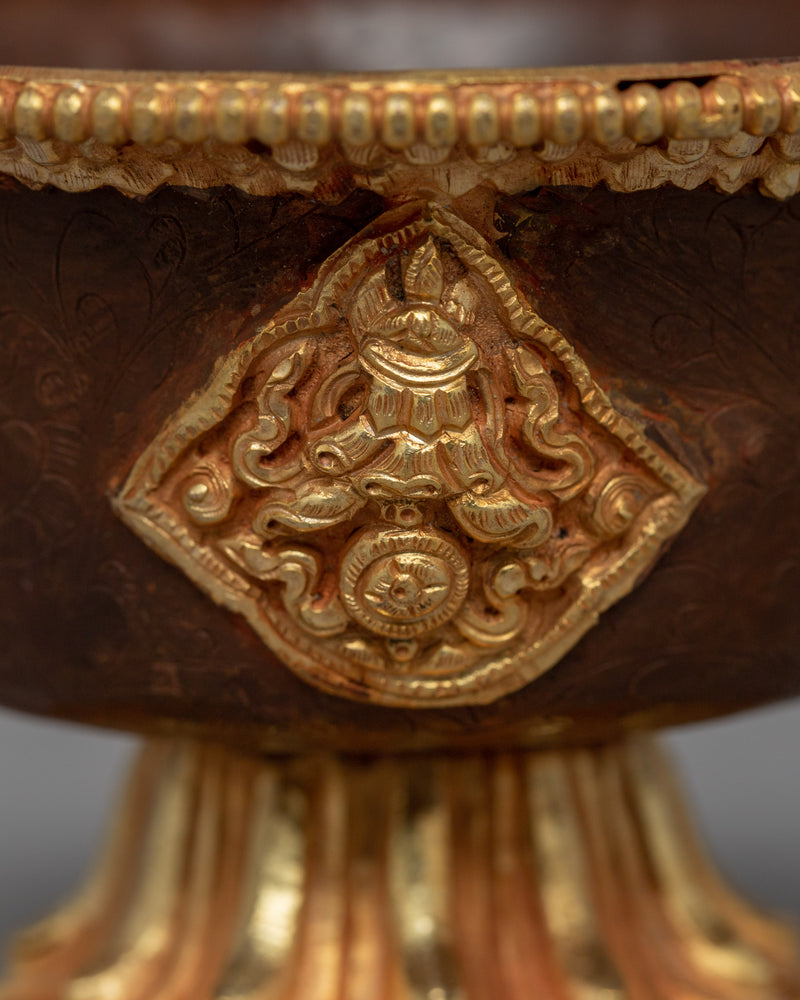 Gold-Plated Tibetan Offering Bowls | Copper Ritual Set for Buddhist Ceremonies