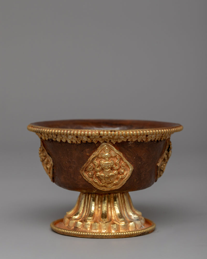 Gold-Plated Tibetan Offering Bowls | Copper Ritual Set for Buddhist Ceremonies