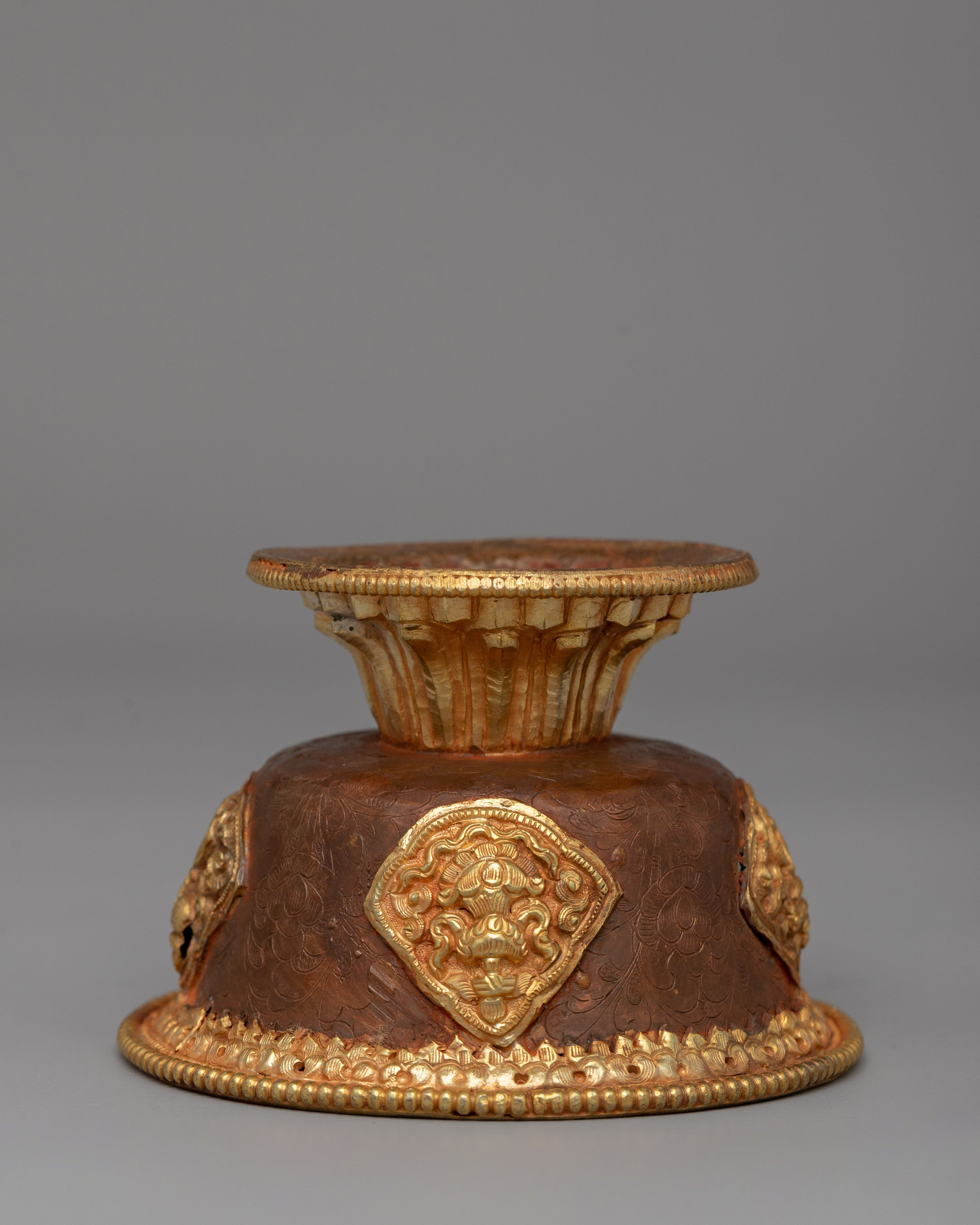 Gold-Plated Tibetan Offering Bowls | Copper Ritual Set for Buddhist Ceremonies