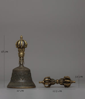 Tibetan Bronze Ritual Bell & Vajra | Spiritual Instruments for Buddhist Practices