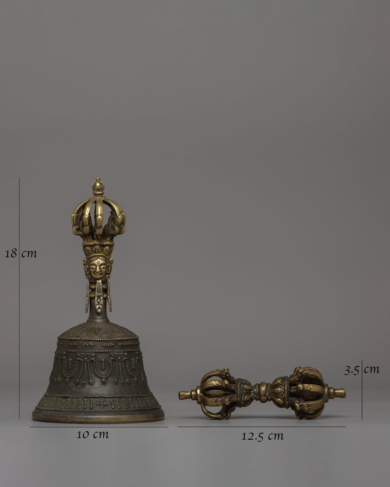 Tibetan Bronze Ritual Bell & Vajra | Spiritual Instruments for Buddhist Practices