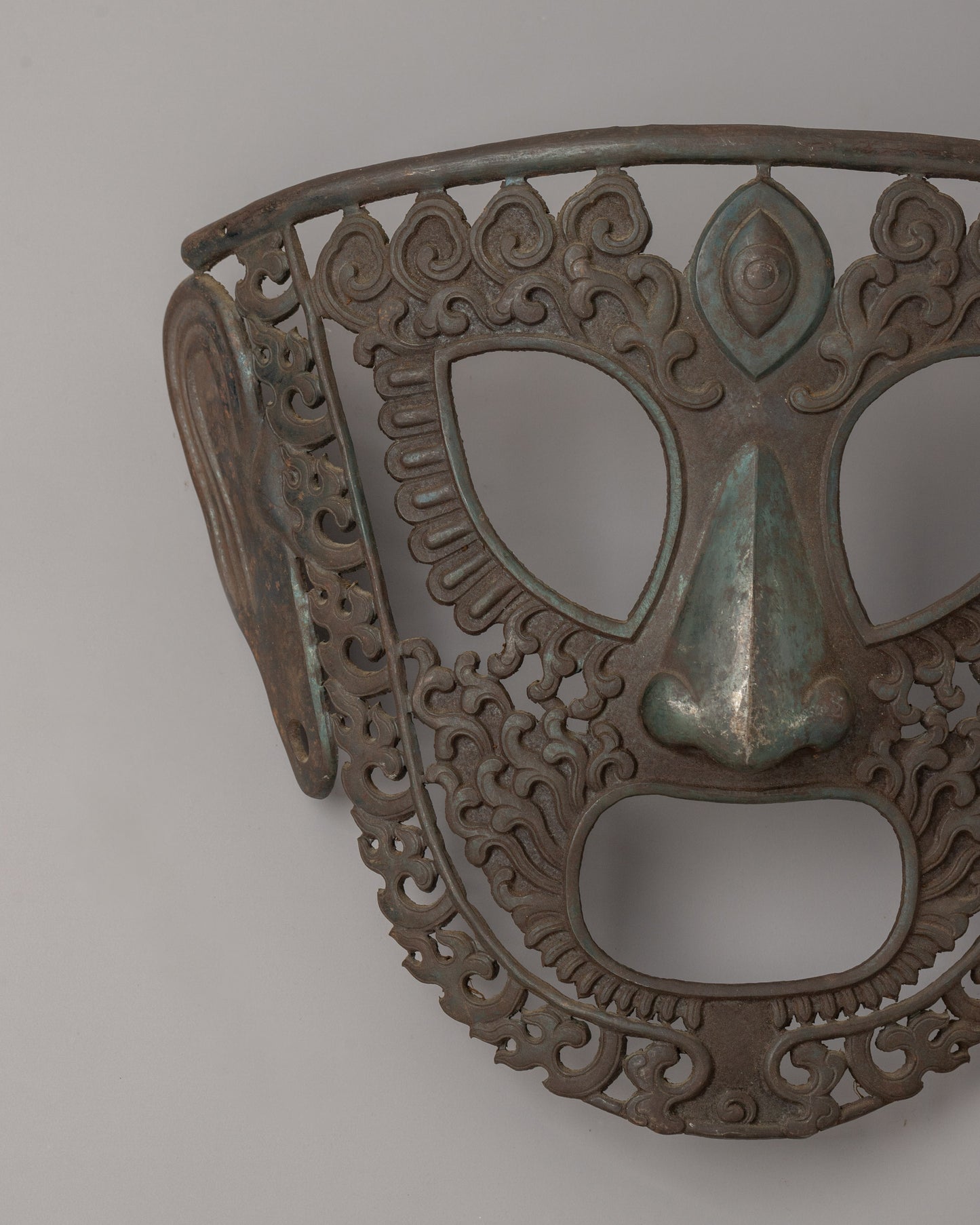 Handcrafted Buddhist Iron Mask | Sacred Ritual Artifact