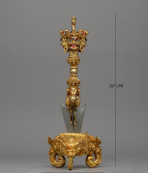 Buddhist Phurba with Iron Blade | Gold-Plated Copper Ritual Dagger